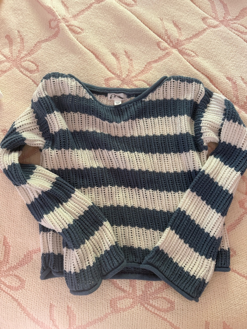 art class Blue & Cream Striped Cowl Neck Sweater